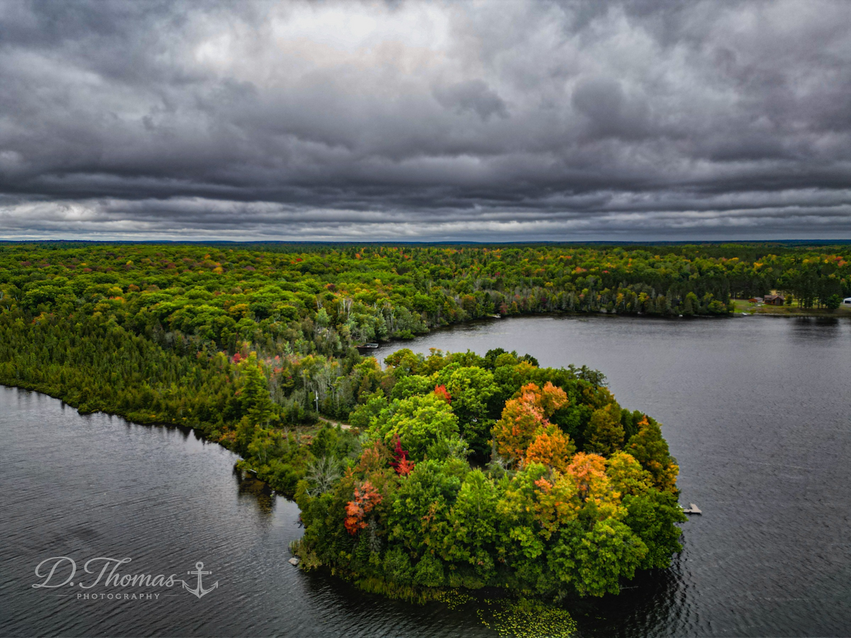 Aerial autumn island — D. Thomas Photography