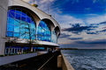 Modern glass architecture along the waterfront